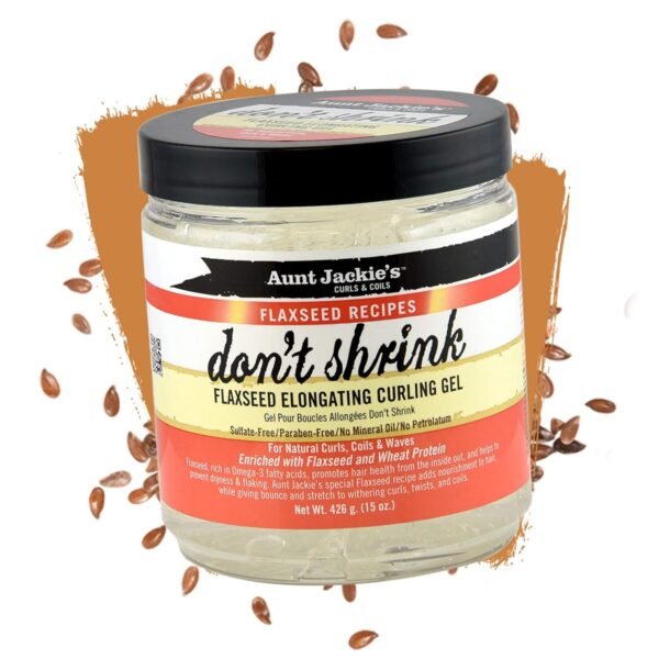 71BaR7omL._SL1500_.jpg Aunt Jackie's Flaxseed Recipes Don't Shrink Elongating Hair Curling Gel for Natural Curls, Coils and Waves, Helps Prevent Dryness and Flaking, 15 oz