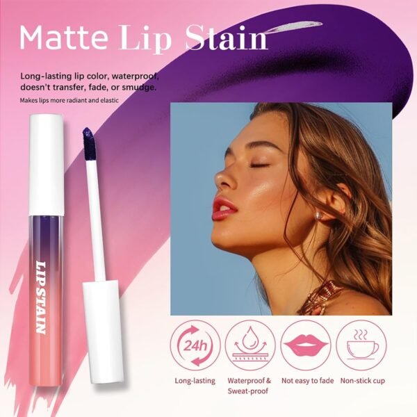 3 PCS Peel Off Lip Stain Lip Tint Set, Pinked Lip Stain Peel Off Matte Lip Liner, Long-Lasting Lip Tint Stain Peel Off Lip Gloss, Waterproof Non-stick Cup Peel Off Lipstick Lip Stains for Women