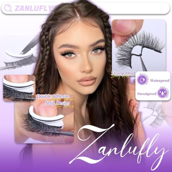 71Gc74htL._SL1500_.jpg Self Adhesive Eyelashes Natural Pre-glued Lashes No Glue Needed Lashes Cat Eye Lashes Faux Mink Eyelashes Reusable Self Adhesive Lashes 5 Pairs by zanlufly