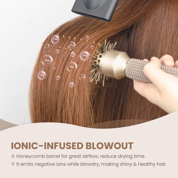 71MImh8hL._SL1500_.jpg AIMIKE Round Brush, 1.3 Inch Barrel, Nano Thermal Ceramic & Ionic Tech, Boar Bristles, for Blow Drying, Styling, Curling and Shine, Gold + 4 Clips