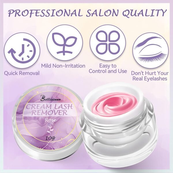 Eyelash Remover for Extensions, Eyelash Extension Remover Rose Scent, Lash Remover for Lash Extensions with Eye Pads, Non-Irritating, No Residual Fast Remover Kit (10g)
