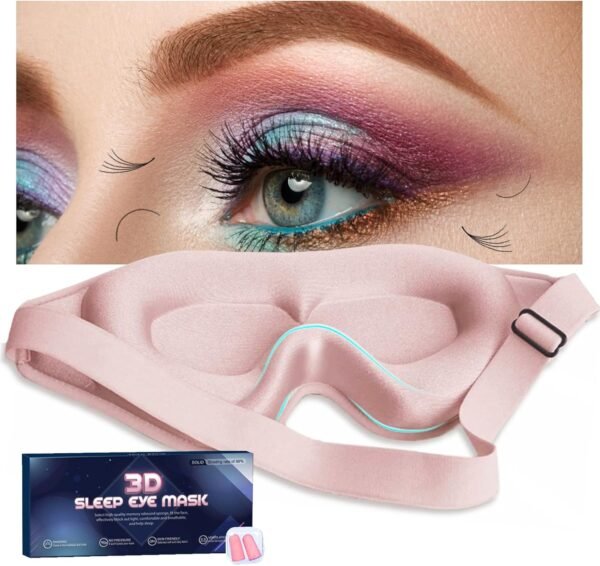 71jWyyDktL._AC_SL1500_.jpg Sleep Mask for Women Eyelash Extension, Eye Mask for Lash Extensions No Pressure 3D Contoured Lash Extension Sleep Mask, Block Out Light Sleep Protector Eye Shade Cover for Travel Yoga Nap