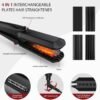 71kKCDaBbL._AC_SL1500_.jpg Pulla Hair Straightener and Crimper - 4 in 1 Tourmaline Ceramic Flat and Curling Iron for Hair Styling with Adjustable Temperature - Salon High Heat 320°F - 430°F for All Hair Types