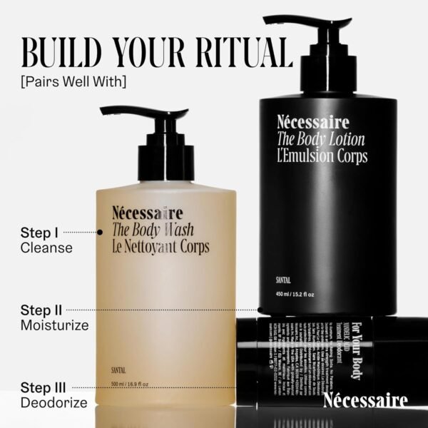 71rGPD5dWL._SL1500_.jpg Nécessaire The Body Lotion with Pump. Santal. Multi-Peptide Firming Lotion to Moisturize, Firm, Strengthen. 2.5% Niacinamide, Vitamin C/E + Omega 6/9. 450ml / 15.2 fl oz