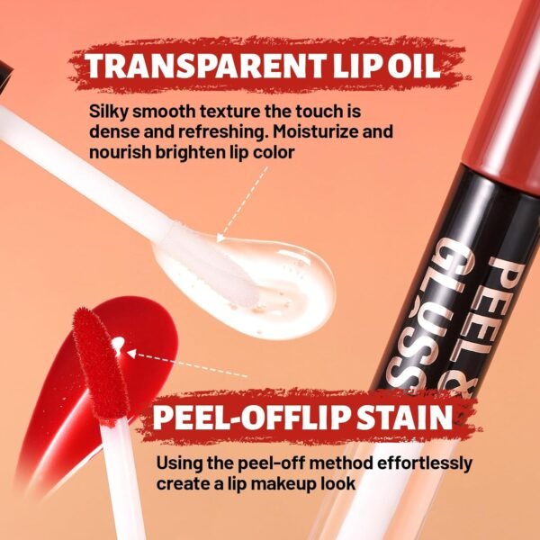 71xc2ZUyHL._SL1500_.jpg Dual Ended Glossy Peel Off Lip Stain Combo Set, 3 Colors Moisturizing Waterproof Long Wear Tattoo Lip Liner with Clear Lip Gloss for Women, Non Sticky Pink Lip Tint Finish Lip Kit Makeup