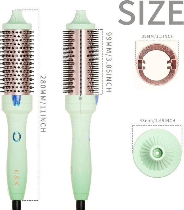 71-39hmBPfL._AC_SL1500_.jpg K&K Pro Thermal Brush, 1 1/2 Inch Ionic Heated Round Brush for Blowout Look, Tourmaline Ceramic Hot Bristle Get Natural Curls, Creates Salon-Quality Blowouts, Dual Voltage for Travel