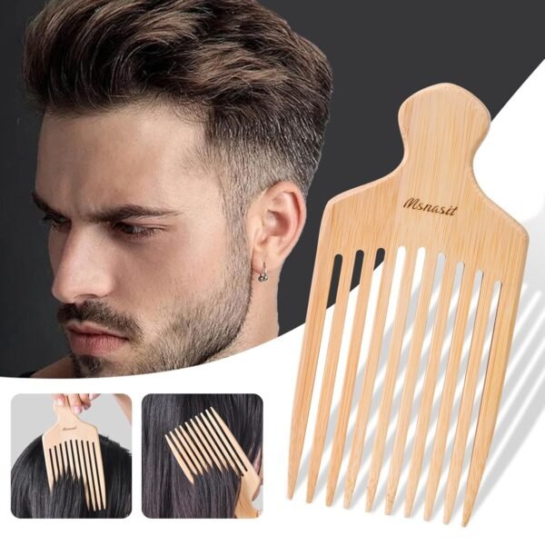 71-3vIoSvDL._SL1500_.jpg Bamboo Hair Pick for Curly Hair, Premium Wide Tooth Detangling Comb with Ergonomic Handle, Natural Volume & Styling Tool for Men Women