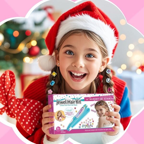 Hair Gem Stamper Kit, Bling Hair Jewels for Girls Toys, Hair Styling Tool with Reusable Shining Diamonds, Birthday Gifts Toys for Girls Ages 3 4 5 6 8-12