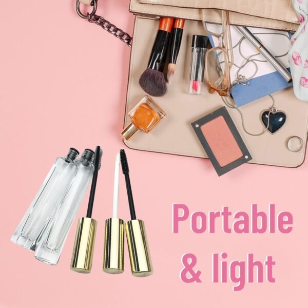 Empty Mascara Tube and Wand Glass, 3PCS 10ml Empty Mascara Tube and Lip Gloss Tubes, Lash Spoolies with Tube, Eyelash Growth Packing Tube Container for Home and Travel (A)