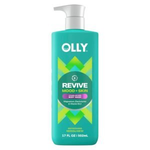 OLLY Revive Body Wash with Magnesium, Electrolytes & Vitamin B12– Nourishing Cleanser for Skin Barrier Repair, Deep Hydration, Refreshing Nerolidew Scent, 17 oz