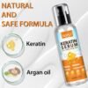 Keratin Hair Serum for - Heat Protectant with Castor Oil Treatment for Frizzy, Dry & Damaged Hair - Nourishes and Repairs Hair for Shine and Softness
