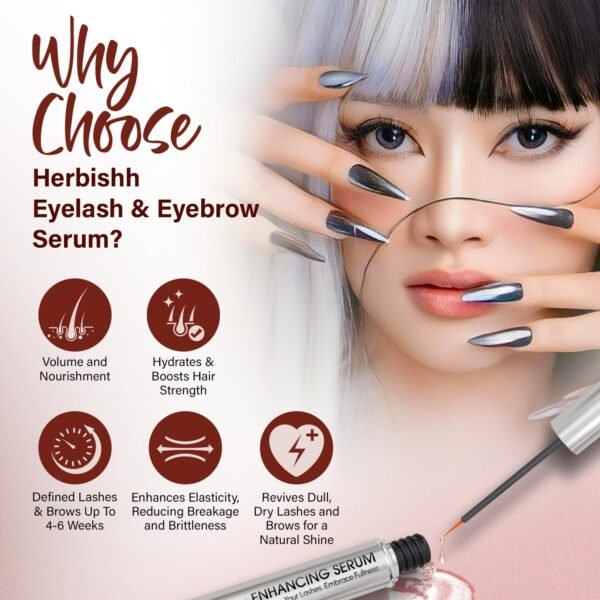 Herbishh Eyelash & Eyebrow Enhancing Serum – Nourishing Duo for Fuller-Looking Lashes & Brows, Safe for Lash Extensions, Fragrance-Free, Travel-Friendly Duo, 0.135 fl. oz each