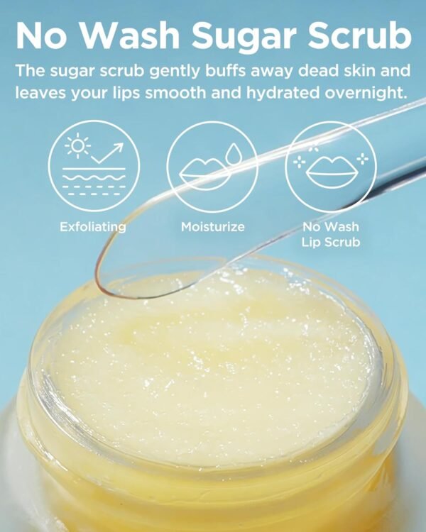 71-XG0iNjmL._SL1500_.jpg TOCOBO Lemon Sugar Lip Mask – Korean Vegan Lip Scrub & Overnight Exfoliating Treatment for Dry, Chapped Lips – Hydrating, Plumping, Smoothing – Glazed Balm Texture, Non-Sticky, 0.68oz