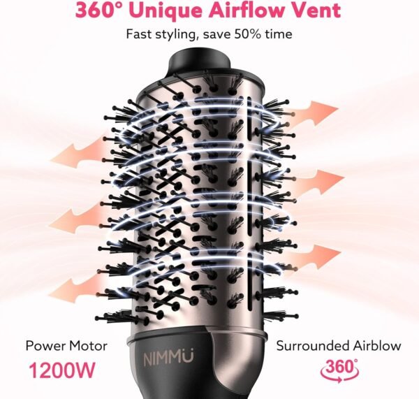 71-f8TcaURL._AC_SL1500_.jpg Nimmu Hair Dryer Brush Blow Dryer Brush in One, 4 in 1 Hair Dryer and Styler Volumizer for Drying Straightening Curling Volumizing Hair, Upgraded Hot Air Brush with 2.4” Oval Barrel, Black Gold