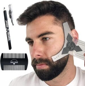 71-oWzp4BbL._AC_SL1500_.jpg Beard Shaper & Beard Shaping Tool for Men, Beard Lineup Guide Template, Perfect for Styling and Edging, Includes Dual Action Beard Comb & Barber Pencil Liner