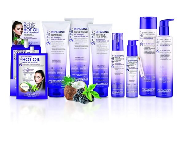 GIOVANNI 2chic Ultra Shine Leave-In Conditioning & Styling Elixir - Hair Serum for All Hair Types, Tsubaki Seed Oil & White Tea, Detangles, Smooths & Conditions, Tames Frizz - 4 oz