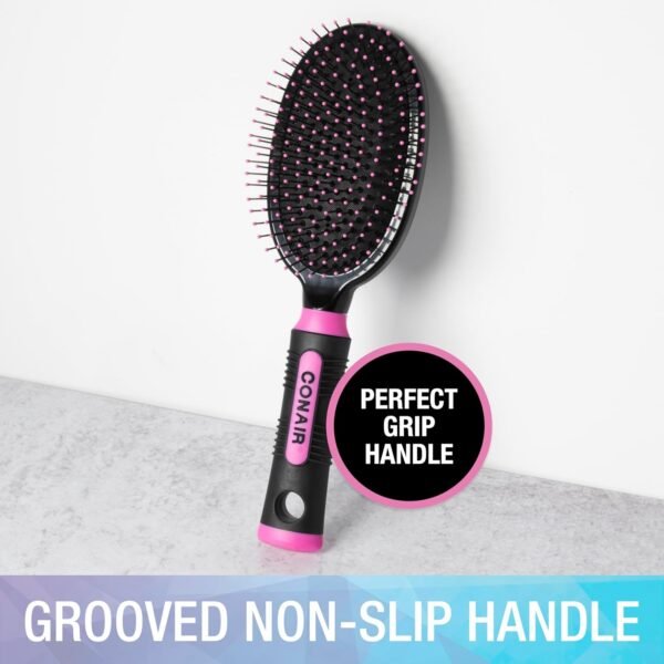 71-q2-locHL._SL1500_.jpg Conair Salon Results Hairbrush - Men and Women - Detangling Hair brush - ideal for curly or straight styles - features wire bristles and cushion Base - Pink/Black