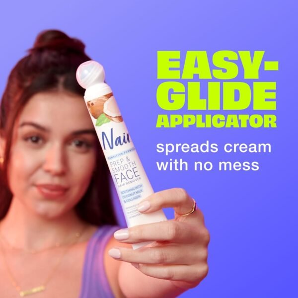 NAIR Exfoliating Facial Hair Removal Cream for Women - Smooth Skin Solution with Collagen for Sensitive Skincare