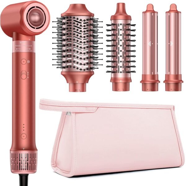 71-x6cr6QL._SL1500_.jpg 5 in 1 Hair Styler Hair Dryer Brush - High-Speed Hot Air Styler Wrap, Fast Drying No Heat Damage Ionic Blow Dryer Brush for Volumize, Curl, Straighten, Frizz-Free Multi Stylers with Travel Bag
