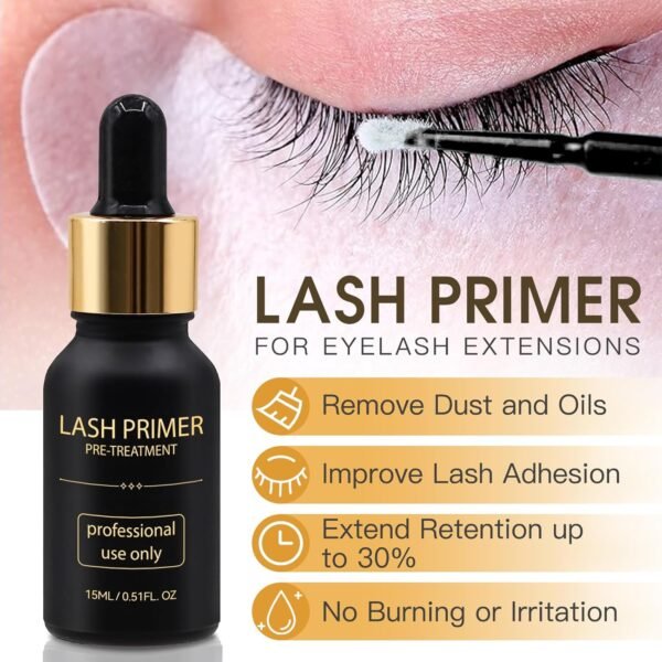 710-l8pIn2L._SL1500_.jpg Lash Bonder and Primer Kit for Eyelash Extensions, Glue Accelerator Lash Sealant, Eyelash Extension Primer Protein Oil Remover, Adhesive Makeup Tools for Professional Use (15ml+15ml)