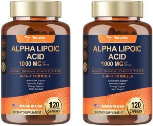(2 Packs) Alpha Lipoic Acid - 1000mg ALA Supplement Capsules for Neuropathy Support Supplement Nerve Health, Liver Detox, Antioxidant, Metabolism and Cell Energy, Anti-Aging - Non-GMO, Gluten Free
