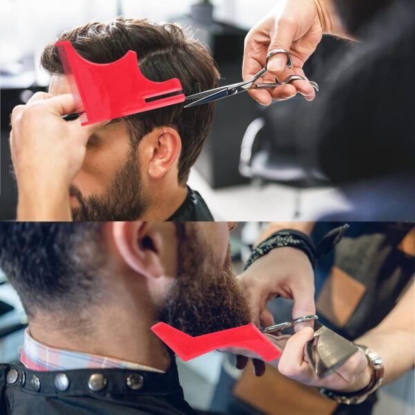 710AM5GAscL._SL1500_.jpg Beard Hairline Shaping Tool Kit for Men, Beard Shaping Tool Kit Beard Styling Cutting Hairline Grooming Red Plastic Beard Template Set