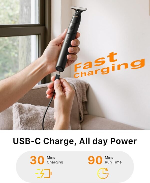 [2025 Upgraded Beard & Body Hair Trimmer for Men [All-in-One] USB-C Fast Charging, Groin & Ball Hair Painless Electric Shaver, Travel Razors, Waterproof Wet/Dry Groomer, Black(Lite)