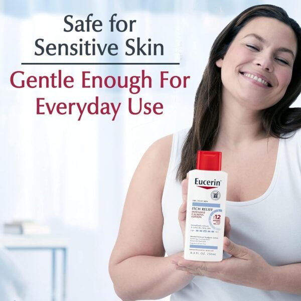 Eucerin Itch Relief Intensive Calming Body Lotion for Dry Itchy Skin, Unscented Lotion with Cooling Menthol and Ceramides, 8.4 Fl Oz Bottle