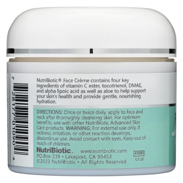 NutriBiotic – Antioxidant Properties Face Cream, 2 Oz with GSE | Deep Moisturizing with Aloe, Botanical Oils, DMAE, Tocotrienols, Vitamin C Ester, Alpha Lipoic Acid | Natural Fragrance | Paraben Free