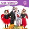 VESPRO Professional Face Body Paint Kit,42 Colors Oil Face&Body Paint Kit (26 Classic Colors+10 Metal Colors +6 UV Glow Colors) with 10 Size Brushes 4PCS Reusable Large Face Stencils and 4PCS Small Paint Stencils for Kids’ and Adults’ Halloween Makeup