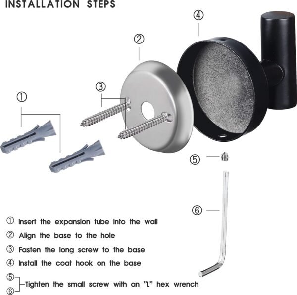 Towel Hooks Bathroom Coat Robe Wall Hook Stainless Steel Heavy Duty Door Hanger Towel Robe Clothes Cabinet Closet Sponges Rack for Bathroom Bedroom Kitchen Hotel Pool 4 Packs Matte Black