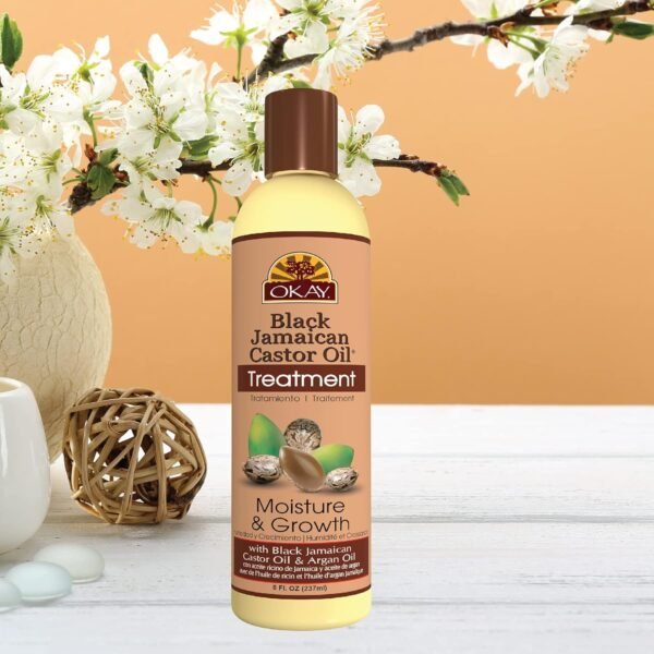 OKAY | Black Jamaican Castor Oil | Treatment for All Hair Types/Textures | Repair, Moisturize, Grow Healthy Hair | With Argan Oil & Shea Butter | Free Of Parabens, Silicones, Sulfates | 8 Oz
