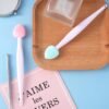 2pcs Silicone Lip Scrub Brush, Double-Sided Lip Exfoliator Brush for Dark Lips, Heart Shape Lip Scrubber Tool for Removing Dead Skin- Pink & Green
