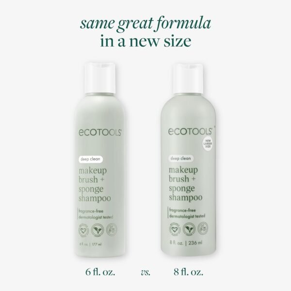 EcoTools Cleanser Shampoo for Makeup Brush/Sponge/Puffs, Remove Makeup & Impurities, Fragrance-Free, No Harsh Chemicals, Vegan & Cruelty-Free, 6 fl.oz./177 ml, 1 Count