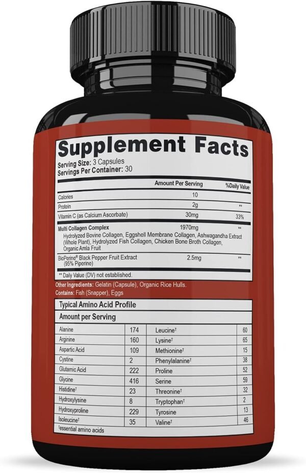 Wholesome Wellness Super-Absorb Multi Collagen Pills (Type I II III V X) Organic Herbs & Bioperine - Hair, Skin, Nails, Joints - Hydrolyzed Peptides Protein Supplement for Women & Men (90 Capsules)