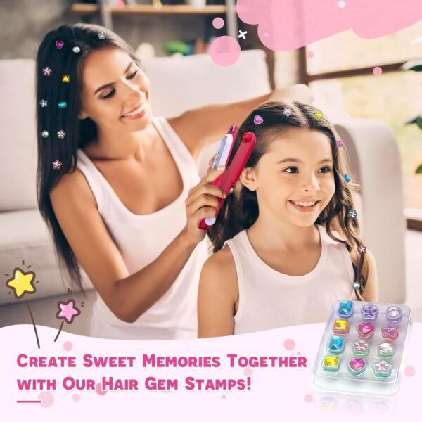 Hair Gem Stamper Kit - Bling Hair Jewels for Girls, Hair Styling Tool with Reusable Shining Diamonds & Colorful Tassel Chains, Perfect Holiday and Birthday Gift for Girls