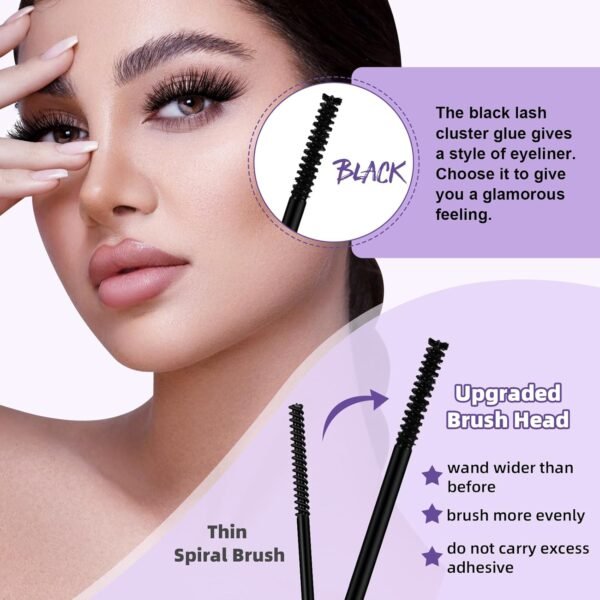 B&Qaugen Lash Cluster Glue 10ML Waterproof Cluster Lash Bond Waterproof for Eyelash Clusters Long Lasting DIY Lash Extension Strong Hold Eyelash Glue for Lash Extensions (Black,10ML)