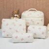 710tcDdFniL._AC_SL1500_.jpg 4 Piece Cute Pink Bow Quilted Makeup Bag Set, Large Capacity Travel Makeup Bags for Women and Girls, Includes Small, Small-Medium,Medium, and Large aesthetic makeup&Cosmetic Bags (4PCS-Pink Bow)