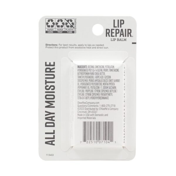 O'Keeffe's Lip Repair Lip Balm With Cooling Relief for Dry, Cracked Lips - Stick (Twin Pack) - Moisturizer for Extremely Cracked, Dry Lips