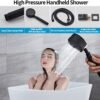 Matte Black Shower Tub Faucet Set, Wall Mounted 8 Inch Shower Heads with Handheld Spray Combo and Tub Shower Faucet, Luxury Bathroom Square Rain Shower System - 4 Hooks