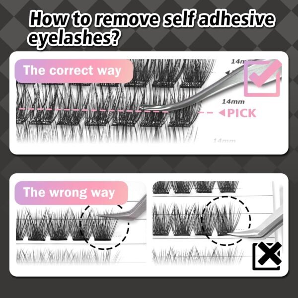 Self Adhesive Eyelashes, 156 Pcs Self Adhesive Eyelash Clusters, No Glue Needed, Invisible 2-Strip Tape - Longer Lasting, No Sticky Residue Pre Glued Eyelashes (Volume-Mixed)