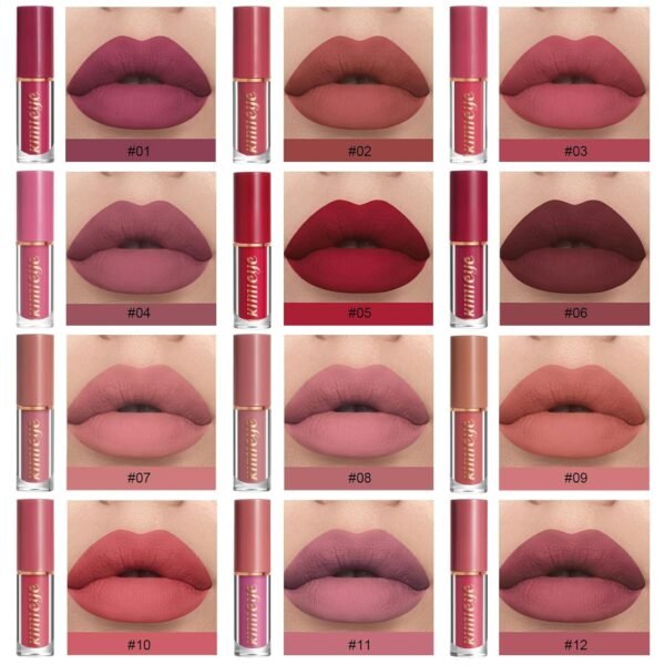 12 Colors Matte Liquid Lipstick Kit, Long Lasting Lip Tint, Waterproof Lip Stain, Non-Stick Cup Quick-dry Velvet Nude to Red Lipstick Makeup Set, Up to 24H Wear (SET B)