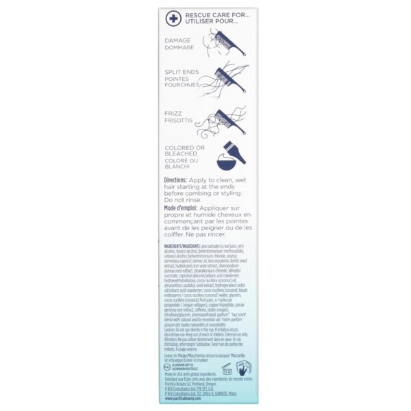 PACIFICA Beauty, Coco Bond Damage Care Leave-In Repair Mask Treatment, Dry & Damaged Hair from Bleach, Color, Chemical Services, Chlorine, & Heat, Coconut, Vegan