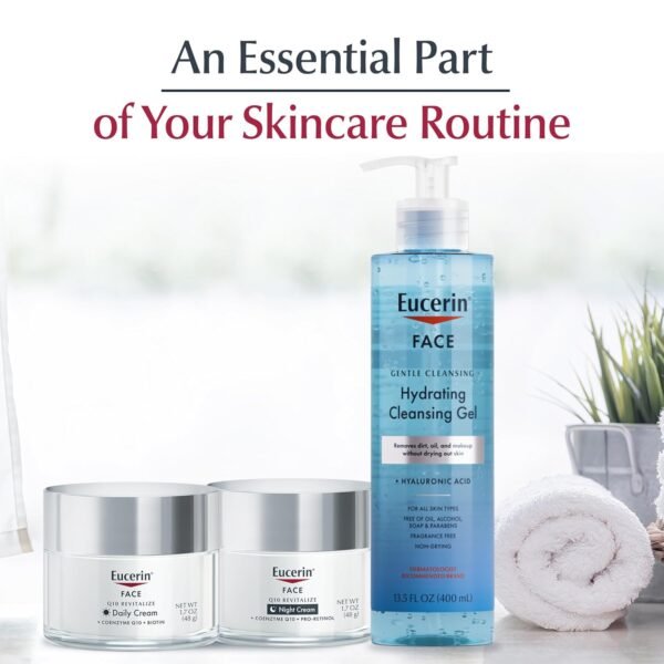 7119S9FkBoL._SL1500_.jpg Eucerin Q10 Skin Care Set, Anti Wrinkle Daily Face Cream with Biotin (1.7 Oz) + Anti Wrinkle Night Cream with Pro-Retinol (1.7 Oz), Fragrance Free Face Moisturizer for All Skin Types