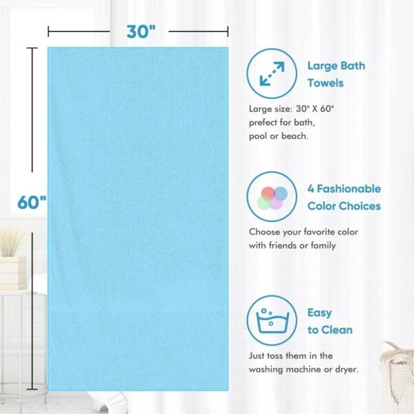 HOMEXCEL Bath Towel Set Pack of 4, 30 x 60 Inches Large Microfiber Bath Towels, Soft, Absorbent, and Quick Dry Towels for Bathroom, Pool, Beach, Swim, and Yoga, Large Bathroom Towels for Daily Use
