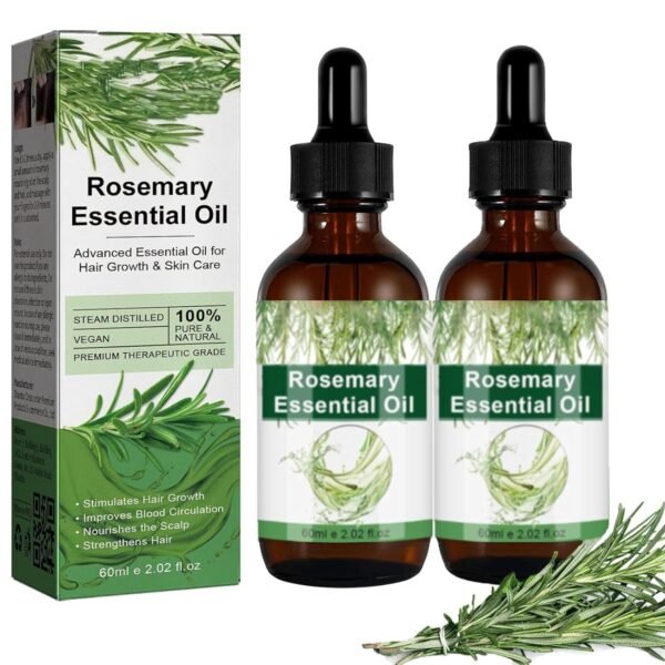 711E5F7xjEL._SL1500_.jpg Rosemary Oil for Hair Growth Organic, 100% Pure Rosemary Essential Oil for Hair Growth, Eyelashs, Eyebrows, Face, Skin Care, Body Massage, Nourishes The Scalp - 60ml / 2.11 oz (2 PCS)