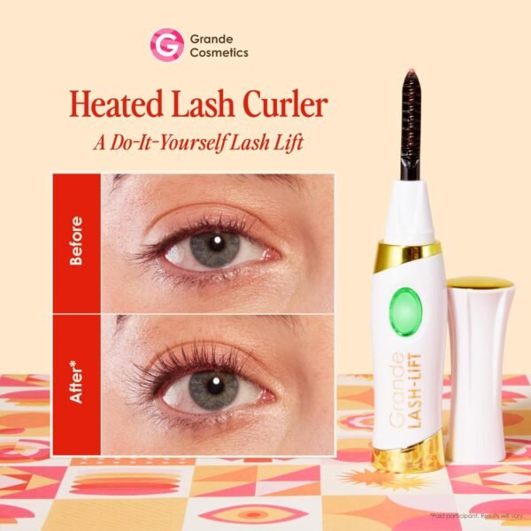 Grande Cosmetics LASH-LIFT Heated Lash Curler, Rechargeable and Travel Friendly, 2 Heat Settings, White