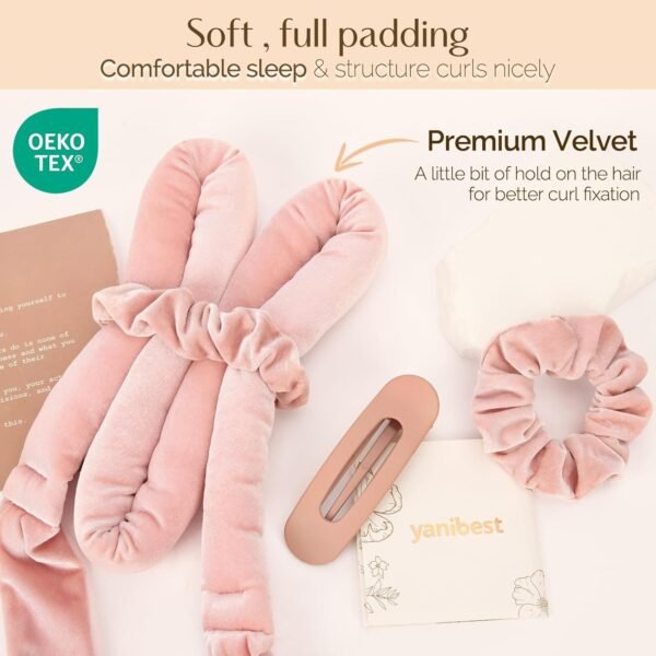 711NKqIjb6L._SL1500_.jpg Yanibest Heatless Hair Curler, No Heat Hair Curlers to Sleep in, Super Soft Ribbon Wrap for Long Hair, Overnight Heatless Curling Set with Scrunchies and Clip, for All Hair types