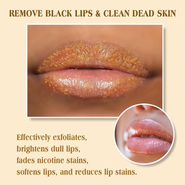 711WbrdB5EL._SL1500_.jpg Turmeric Lemon Lip Scrub with Brush, Lip Scrubber Exfoliator for Dark Lips, Dry, Chapped Lips, Reduce Fine Lines, Natural Nourish Sugar Lip Scrub with Aloe Vera, Deep Hydration Moisturization 100g