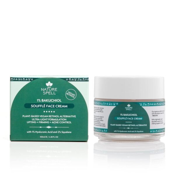 Nature Spell Natural Retinol Cream for Face 100ml – Reduces Appearance of Fine Lines – (Bakuchiol + Hyaluronic Acid) - Anti Wrinkle Face Cream – 100% Vegan Suitable for all Skin Types - Made in the UK